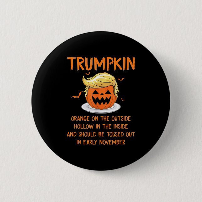 Chapa Redonda De 5 Cm Trumpkin Naranja en la Hallowee antitrump exterior (Anverso)