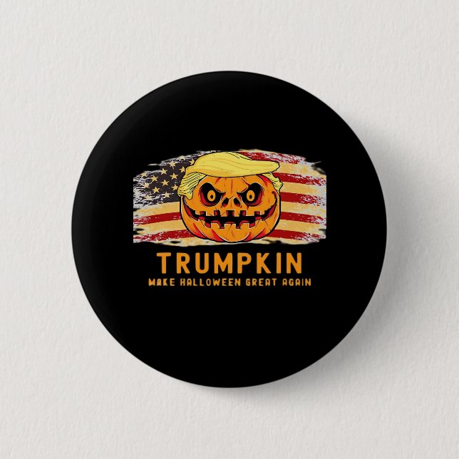 Chapa Redonda De 5 Cm Trumpkin vuelve a hacer que Halloween sea grande y (Anverso)