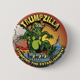 Chapa Redonda De 5 Cm Trumpzilla! Godlizard Pin político de Trump Dinosa