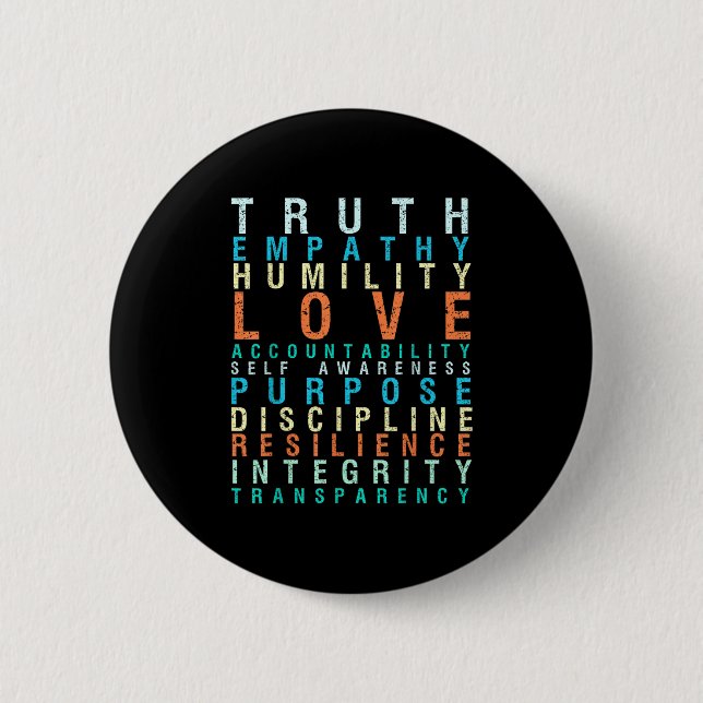 Chapa Redonda De 5 Cm Truth Love Empathy Self Awareness Insrational Word (Anverso)