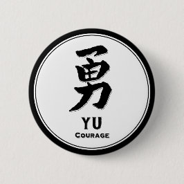 Chapa Redonda De 5 Cm Tu coraje bushido virtud samurai kanji