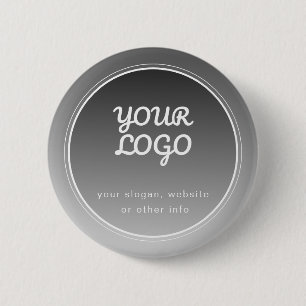 Chapa Redonda De 5 Cm Tu logotipo y texto editable gradiente gris oscu