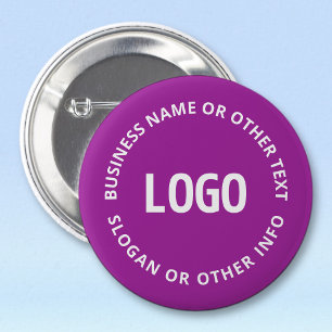 Chapa Redonda De 5 Cm Tu logotipo y texto personalizable Violeta Púrpu