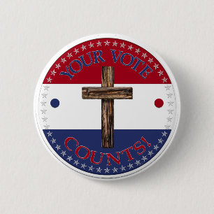 Chapa Redonda De 5 Cm Tu voto cuenta con Cruz