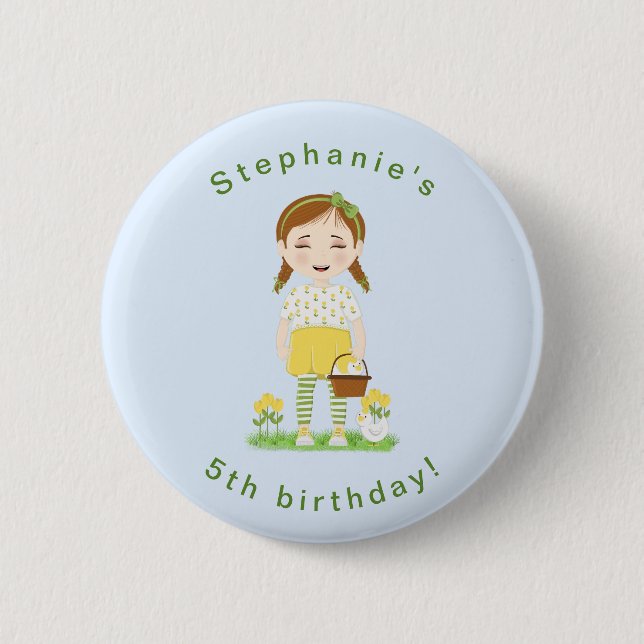 Chapa Redonda De 5 Cm Tulip Birthday (Anverso)