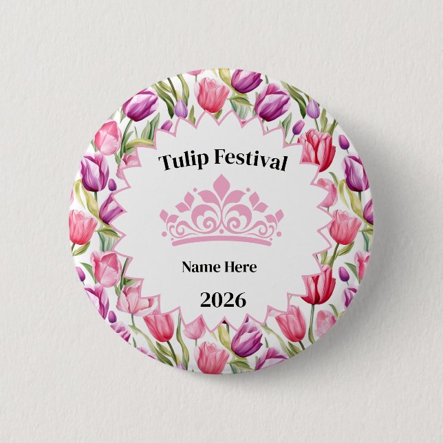 Chapa Redonda De 5 Cm Tulip Festival Royalty Button Pin (Anverso)