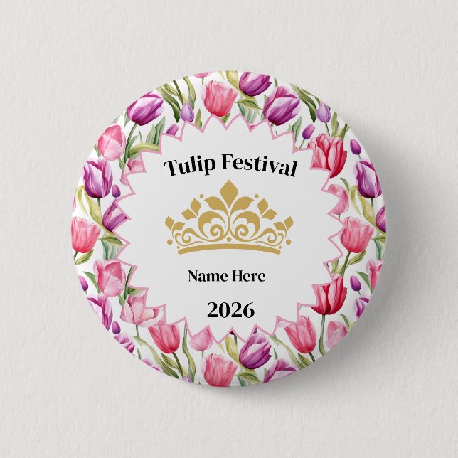 Chapa Redonda De 5 Cm Tulip Festival Royalty Button Pin (Anverso)