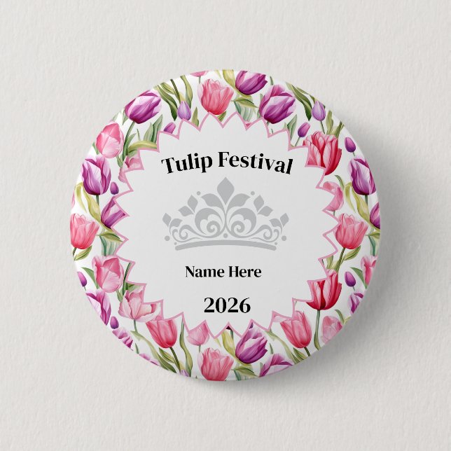 Chapa Redonda De 5 Cm Tulip Festival Royalty Button Pin (Anverso)
