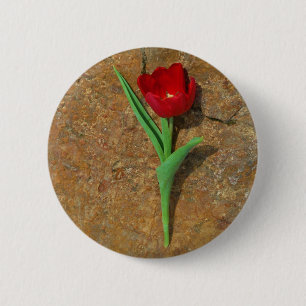 Chapa Redonda De 5 Cm tulipán amarillo y rojo