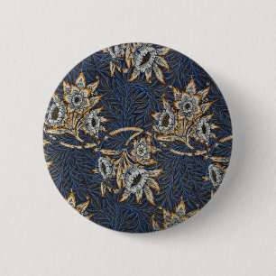 Chapa Redonda De 5 Cm Tulipán de sauce patrón azul floral de William Mor