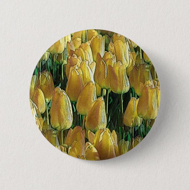 Chapa Redonda De 5 Cm Tulipanes amarillos brillantes (Anverso)