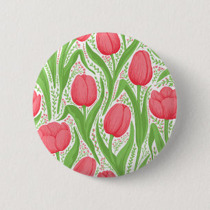 Chapa Redonda De 5 Cm Tulipanes en rojo y verde