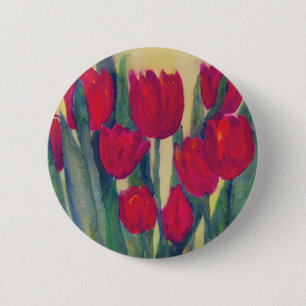 Chapa Redonda De 5 Cm Tulipanes Rojos