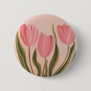 Chapa Redonda De 5 Cm Tulipanes rosados de Bonito pintoresca