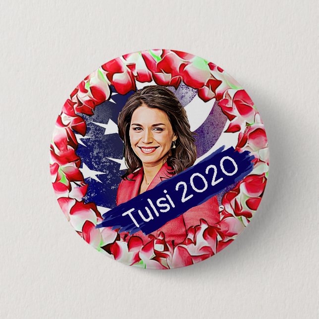 Chapa Redonda De 5 Cm Tulsi Gabbard para las elecciones presidenciales d (Anverso)