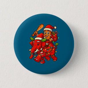 Chapa Redonda De 5 Cm Tung Tung Sahur montando elefante Navidad italiano