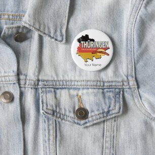 Chapa Redonda De 5 Cm Turingia Alemania Retro Estado Federal Mapa Vintag