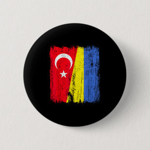 Chapa Redonda De 5 Cm Turquía Ucrania Media Bandera Herencia Turca Ucran