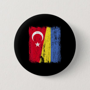 Chapa Redonda De 5 Cm Turquía Ucrania Media Bandera Turco Herencia Ucran