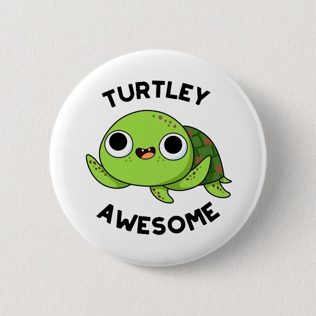 Chapa Redonda De 5 Cm Turtley Awesome Funny Turno Pun (Anverso)