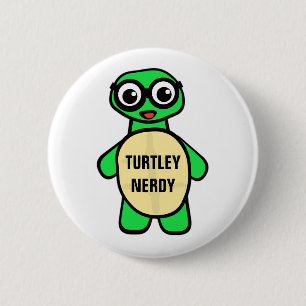 Chapa Redonda De 5 Cm Turtley Nerdy