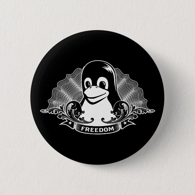 Chapa Redonda De 5 Cm Tux Penguin - (Linux, Open Source, Copyleft, FSF) (Anverso)
