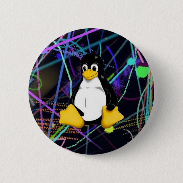 Chapa Redonda De 5 Cm TUX Scribbles (Anverso)
