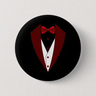 Chapa Redonda De 5 Cm Tuxedo Con Bow Tie Funny - Halloween Groom Costum