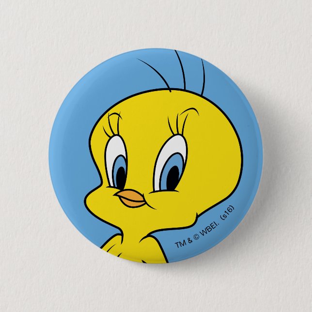 Chapa Redonda De 5 Cm TWEETY™| Ave inteligente (Anverso)