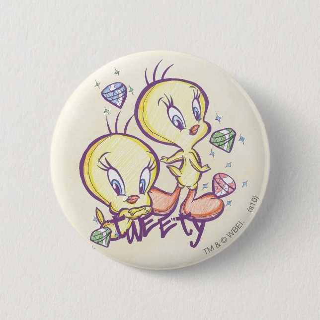 Chapa Redonda De 5 Cm TWEETY™ con gemas (Anverso)