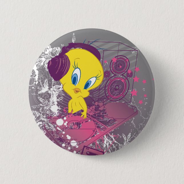Chapa Redonda De 5 Cm TWEETY™ Djing (Anverso)