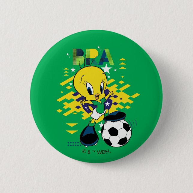 Chapa Redonda De 5 Cm TWEETY™ Team Brazil Soccer Graphic (Anverso)