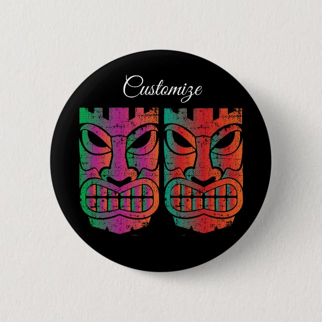 Chapa Redonda De 5 Cm Twin Tiki Sculpture Thunder_Cove (Anverso)