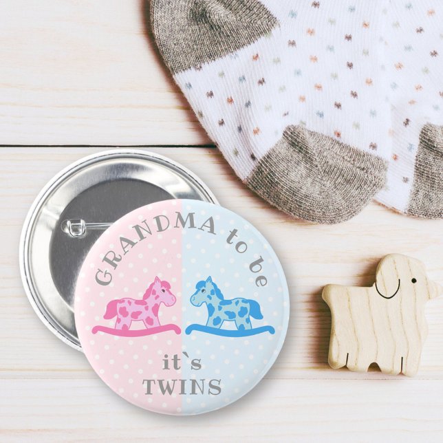 Chapa Redonda De 5 Cm Twins Boy Chica Rocking Horse Grandma Baby Shower (Subido por el creador)