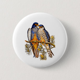 Chapa Redonda De 5 Cm Two Falcons on a Branch