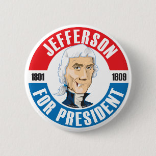 Chapa Redonda De 5 Cm U.S. Presidentes Campaign Button: #3 Jefferson