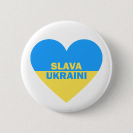 Chapa Redonda De 5 Cm Ucrania Bandera Corazón Slava Ukraini