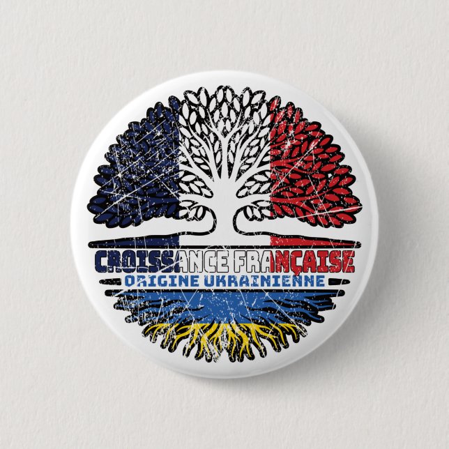 Chapa Redonda De 5 Cm Ucrania Bandera de árbol de Francia francesa ucran (Anverso)