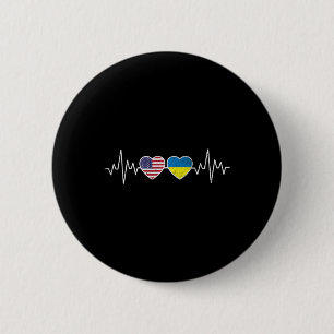 Chapa Redonda De 5 Cm Ucrania Corazón Late América Bandera Corazón