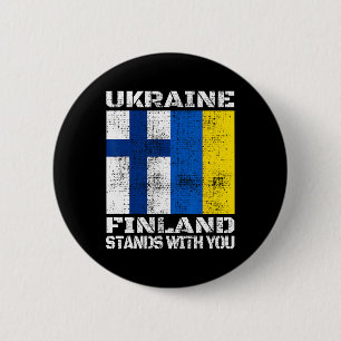 Chapa Redonda De 5 Cm Ucrania Finlandia Está Contigo Apoyo Finlandés