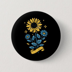 Chapa Redonda De 5 Cm Ucrania Girasol Azul Amarillo Mujeres Ucranianas N