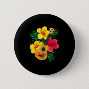Chapa Redonda De 5 Cm Ucrania hawaiana retro uke hibiscus