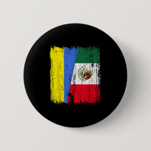 Chapa Redonda De 5 Cm Ucrania México Media Bandera Herencia Ucraniana Me