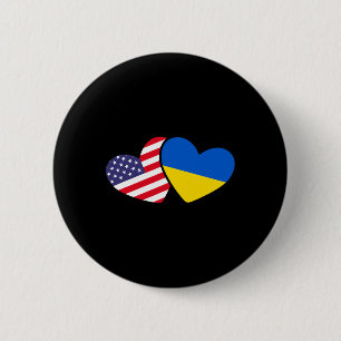 Chapa Redonda De 5 Cm Ucraniano Ucrania 2 Corazón Bandera Me mantengo co