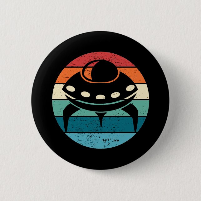Chapa Redonda De 5 Cm UFO Retro Sunset (Anverso)