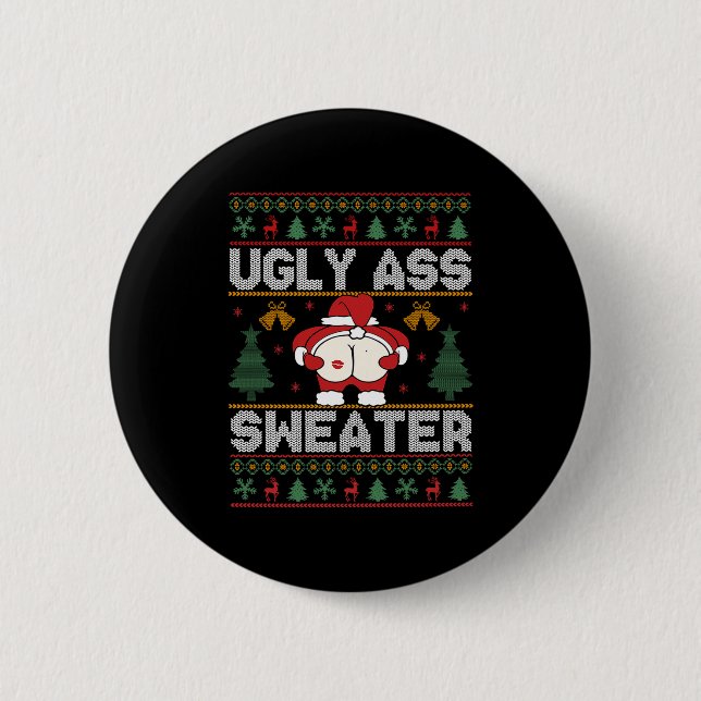 Chapa Redonda De 5 Cm Ugly Sweater Christmas Long Sleeve  (Anverso)