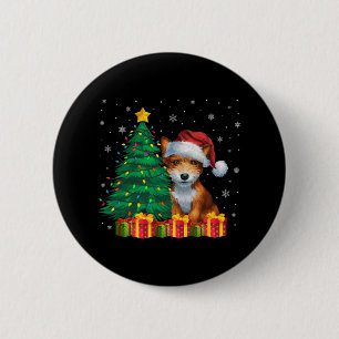 Chapa Redonda De 5 Cm Ugly Toy Fox Terrier Santa Hat Navidades sí