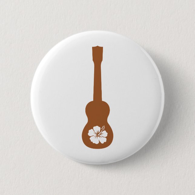 Chapa Redonda De 5 Cm Ukulele e hibisbus (Anverso)