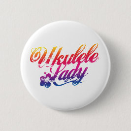 Chapa Redonda De 5 Cm Ukulele Lady Button Badge Pink