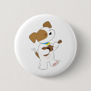 Chapa Redonda De 5 Cm Ukulele lindo del perrito